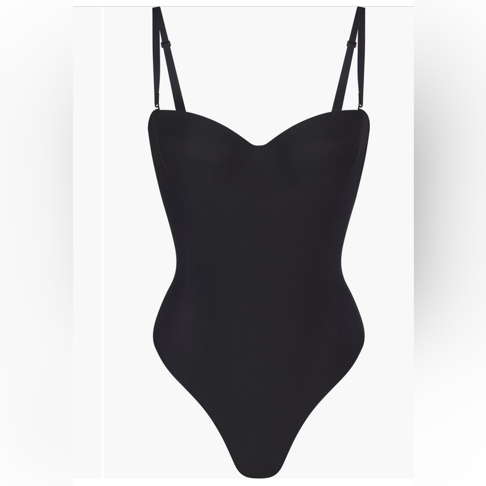 Skims Black Strap Bodysuit with Sweetheart Neckline - Picture 3 of 6